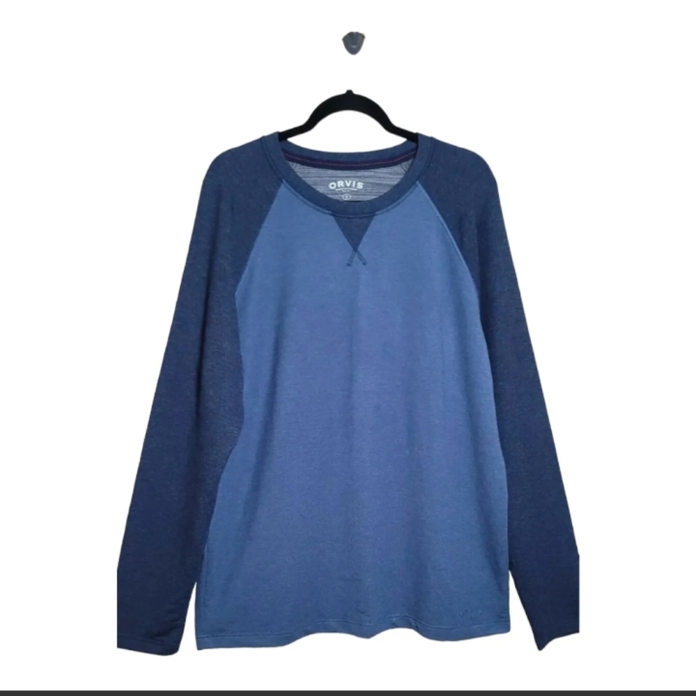 Orvis Classic Collection Men's Large Shirt Pull On Henley Blue Casual‎